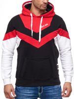 Dynamic men's colorblock hoodie, hooded pullover with kangaroo pocket, sporty sweater 19044 Red