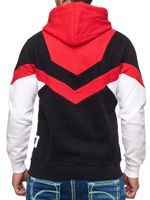 Dynamic men's colorblock hoodie, hooded pullover with kangaroo pocket, sporty sweater 19044 Red