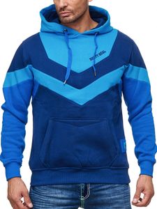 Dynamic men's colorblock hoodie, hooded pullover with kangaroo pocket, sporty sweater 19044 turquoise
