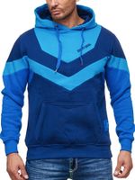 Dynamic men's colorblock hoodie, hooded pullover with kangaroo pocket, sporty sweater 19044 turquoise
