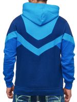 Dynamic men's colorblock hoodie, hooded pullover with kangaroo pocket, sporty sweater 19044 turquoise