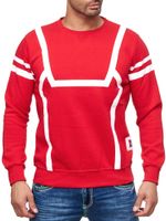 Men's sporty casual sweater with contrast print, crew neck sweater 19045 Red