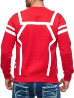Men's sporty casual sweater with contrast print, crew neck sweater 19045 Red