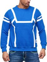 Men's sporty casual sweater with contrast print, crew neck sweater 19045 Sax-Blue