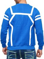 Men's sporty casual sweater with contrast print, crew neck sweater 19045 Sax-Blue