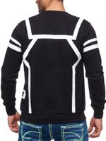 Suéter deportivo casual para hombre con estampado en contraste, suéter de cuello redondo 19045 Negro