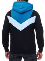 Casual men's colorblock hooded sweatshirt with kangaroo pocket, sweater 19047 Petrol