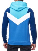 Casual men's colorblock hooded sweatshirt with kangaroo pocket, sweater 19047 turquoise