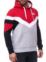 Men's sporty colorblock hooded sweatshirt with kangaroo pocket, sweater 19048, red