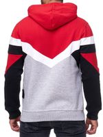 Men's sporty colorblock hooded sweatshirt with kangaroo pocket, sweater 19048, red