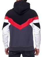 Men's sporty colorblock hooded sweatshirt with kangaroo pocket, sweater 19048, black