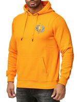 Sweat à capuche homme tendance avec imprimé tigre au dos et sur le devant, modèle urbain 19100 orange