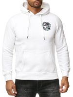 Trendy men's hooded sweatshirt with tropical print and large back print Hoodie Sweater 19101 White