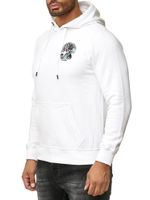 Trendy men's hooded sweatshirt with tropical print and large back print Hoodie Sweater 19101 White