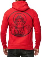 Elegante sudadera con capucha para hombre con estampado de ángel y gran estampado en la espalda, sudadera con capucha 19102, roja