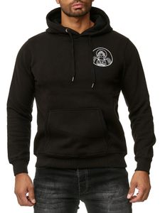 Stylish men's hooded sweater with angel print and large back print. Hoodie pullover 19102 Black