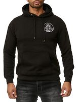 Stylish men's hooded sweater with angel print and large back print. Hoodie pullover 19102 Black
