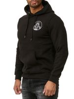 Stylish men's hooded sweater with angel print and large back print. Hoodie pullover 19102 Black