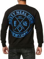 Casual men's crew neck sweater with logo print and large back print, sweater 19103, black