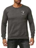 Cool men's crew neck sweater with skull print and large back print, sweater 19104 anthracite