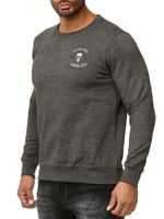 Cool men's crew neck sweater with skull print and large back print, sweater 19104 anthracite