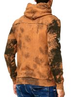 Felpa con cappuccio da uomo in stile batik con stampa vintage, maglione in stile usato 19112 Cammello