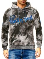 Men's tie-dye hoodie, hooded pullover with vintage print, sweater 19113, anthracite