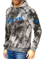 Men's tie-dye hoodie, hooded pullover with vintage print, sweater 19113, anthracite