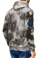 Men's tie-dye hoodie, hooded pullover with vintage print, sweater 19113, anthracite