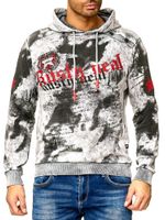 Men's tie-dye hoodie, hooded pullover with vintage print, sweater 19113 Grey