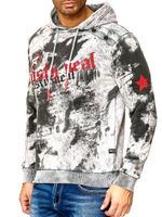 Men's tie-dye hoodie, hooded pullover with vintage print, sweater 19113 Grey