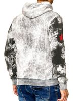 Men's tie-dye hoodie, hooded pullover with vintage print, sweater 19113 Grey