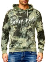 Men's tie-dye hoodie, hooded pullover with vintage print, sweater 19113 Khaki