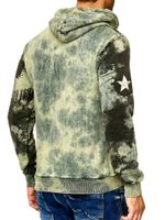 Men's tie-dye hoodie, hooded pullover with vintage print, sweater 19113 Khaki