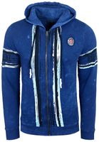 Felpa con cappuccio da uomo moderna, giacca in felpa sbiadita con stampa teschio, giacca con cappuccio 19122 Sax-Blue