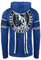 Felpa con cappuccio da uomo moderna, giacca in felpa sbiadita con stampa teschio, giacca con cappuccio 19122 Sax-Blue