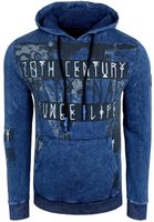 Stylish men's hooded sweatshirt, oil-washed hoodie with grunge print, sweatshirt 19124 Sax-Blue