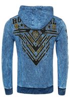 Sudadera con capucha llamativa para hombre, sudadera con capucha lavada con aceite y estampado gráfico, sudadera 19126 Sax-Blue