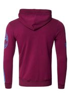 Casual men's hooded sweatshirt with logo print and kangaroo pocket, 19127 Bordeaux