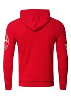 Sudadera informal con capucha para hombre con estampado de logotipo y bolsillo tipo canguro, roja, 19127