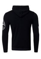 Casual men's hooded sweatshirt with logo print and kangaroo pocket, black, 19127
