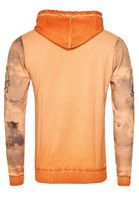 Exclusive men's hooded pullover, oil-washed hoodie with button placket and sea print sweater 19128 Orange