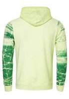 Modern men's hooded sweatshirt, oil-washed hoodie with decorative button placket, sweatshirt 19129, green