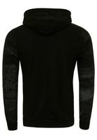 Sweat-shirt à capuche moderne pour homme, en denim délavé à l'huile avec patte de boutonnage décorative, référence 19129, noir