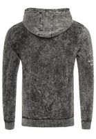 Pull à capuche moderne pour homme, en toile délavée à l'huile avec motif matelassé et imprimés, référence 19131 anthracite