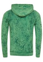 Pull à capuche moderne pour homme, en toile délavée à l'huile avec motif matelassé et imprimés, référence 19131 vert