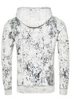 Pull à capuche moderne pour homme, en toile délavée à l'huile avec motif matelassé et imprimés, référence 19131, blanc