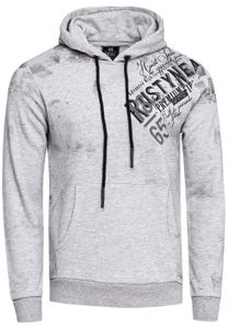 Sweat à capuche élégant pour homme, imprimé graphique intégral, poche kangourou, référence 19134, gris