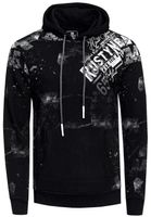 Sweat à capuche élégant pour homme, imprimé graphique intégral, poche kangourou, référence 19134, noir