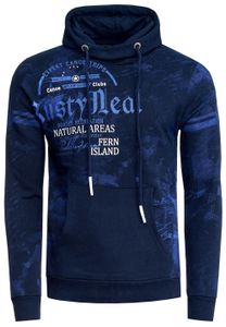 Sweat-shirt à capuche sportif pour homme, bleu marine, orné d'imprimés vintage et d'une poche kangourou, référence 19135